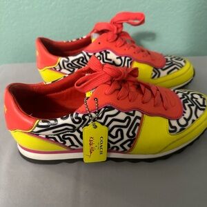 Coach Women's Vibrant Red and Yellow Sneakers